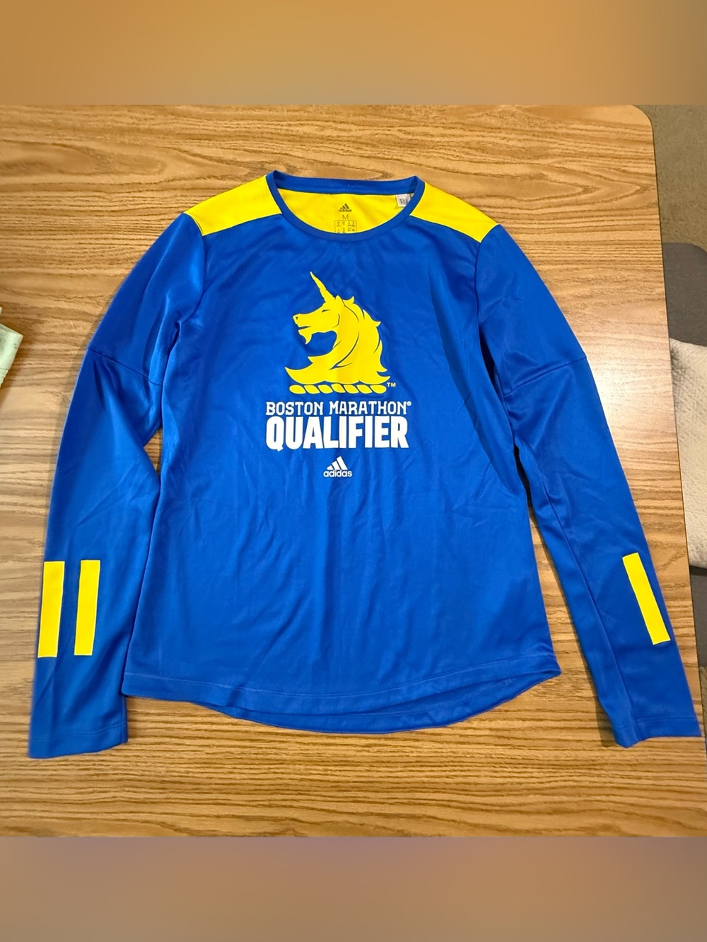 Adidas Boston Marathon Qualifier Blue & Yellow Long Sleeve